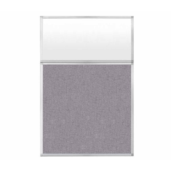 Hush Panel Configurable Cubicle Partition 4' x 6' W/ Window Cloud Gray Fabric Frosted Window